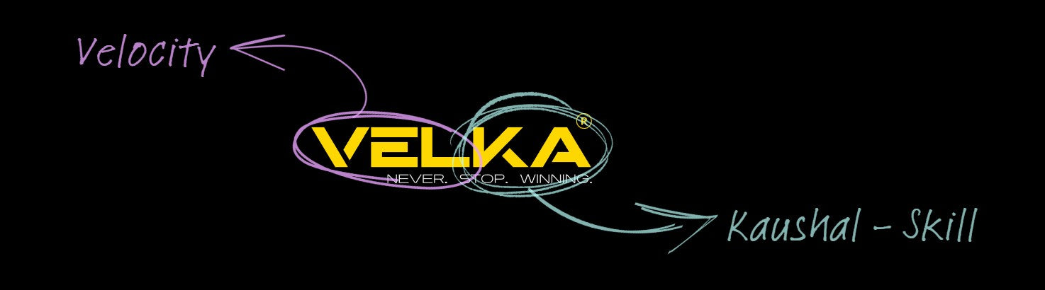 Logo of Velka with text 'Velocity' and 'Kaushal - Skill' on a black background